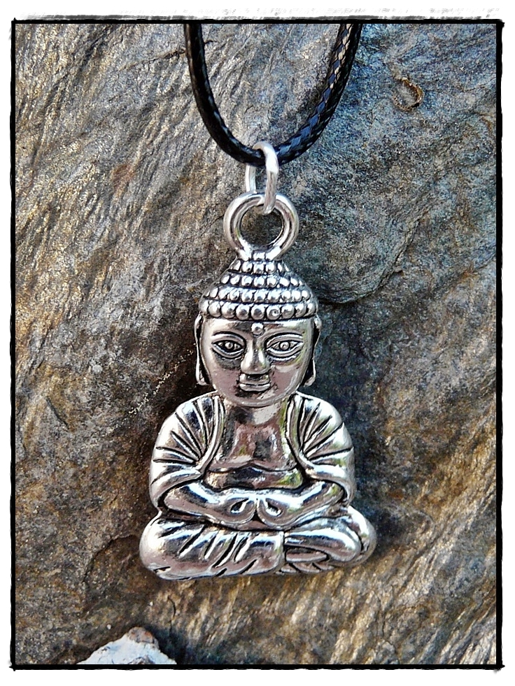 1 Anhänger Buddha Kopf in antik silberfarbig, 30mm, Yoga, Reiki