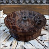 Räucherstäbchenhalter rund aus Holz mit Lotus- oder OM-Symbol