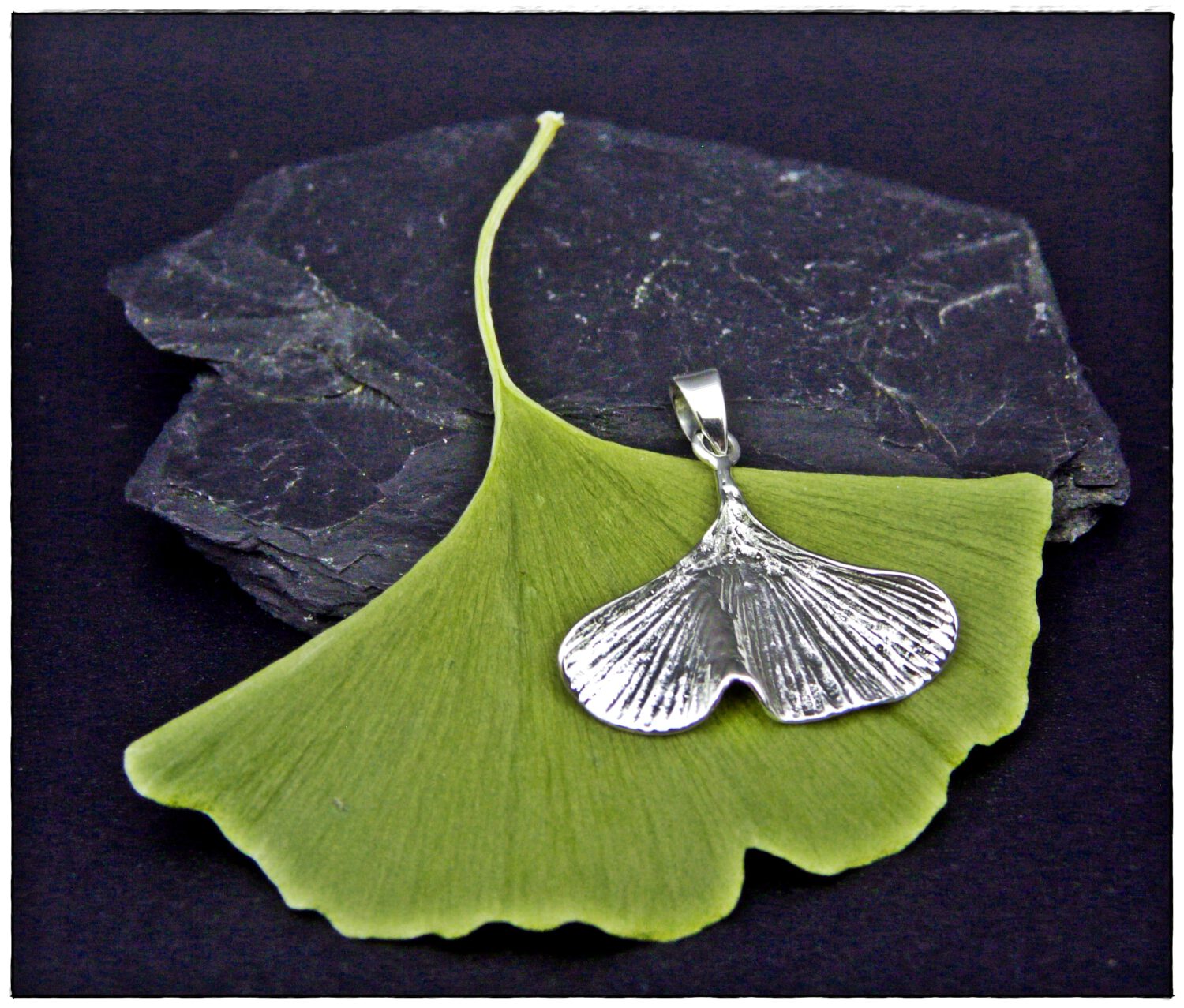 Gingkoblatt-Anhänger Sterlingsilber