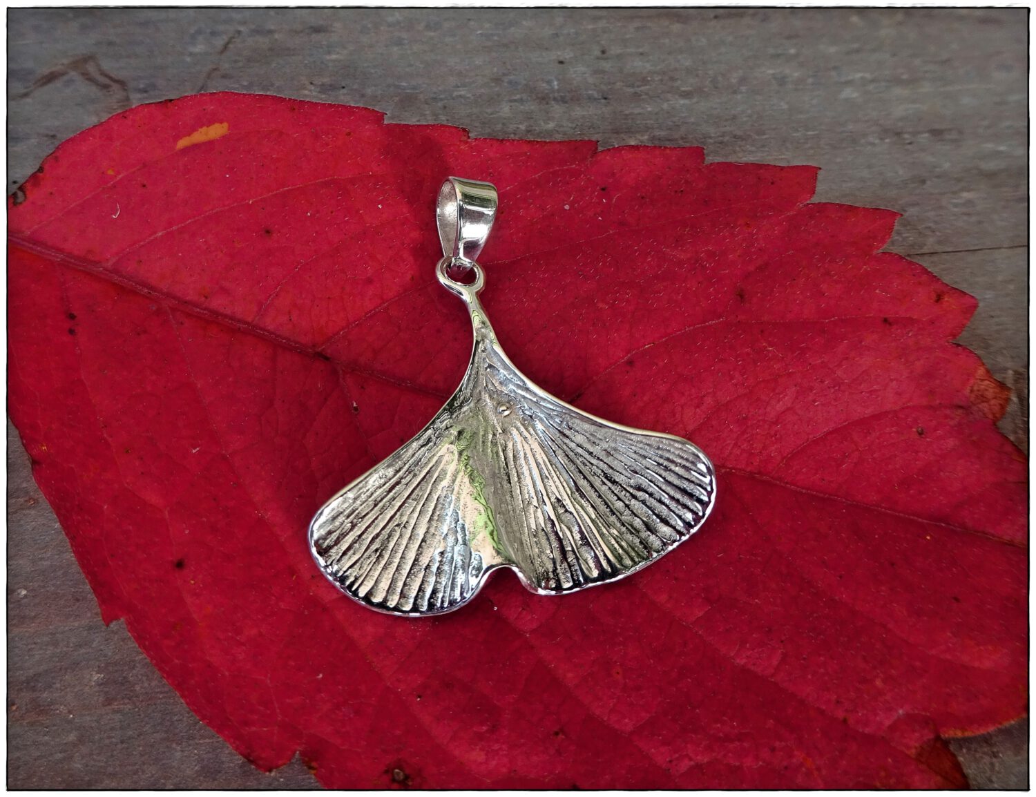 Gingkoblatt Anhänger, silber 925