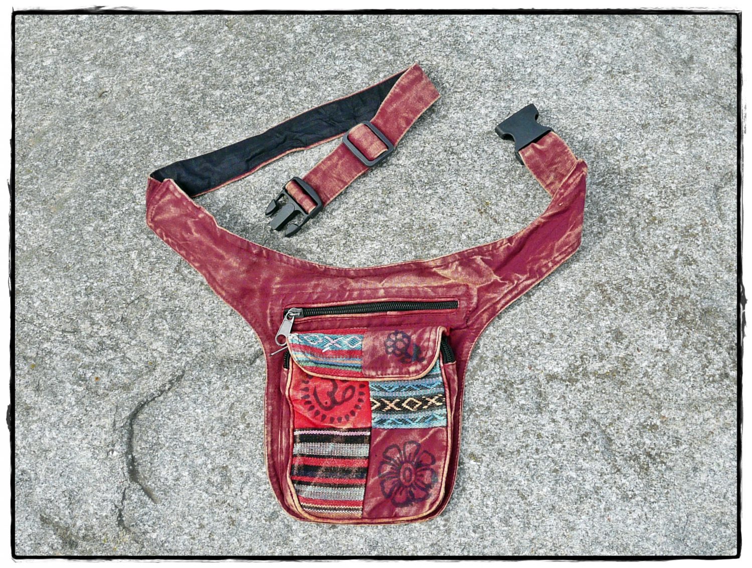 Patchwork-Bauchtasche rot