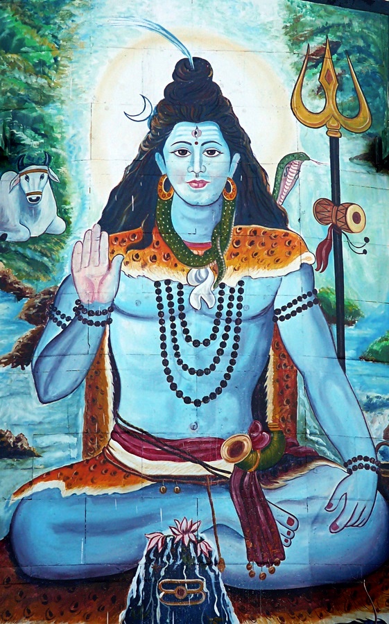 Shiva, Wandbild in Varanasi