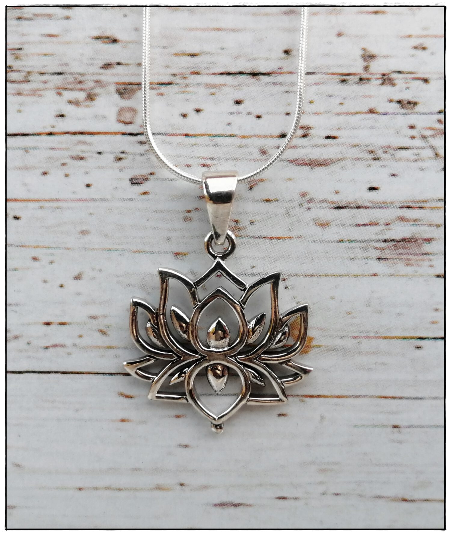 Silberanhänger Lotus mit Kette