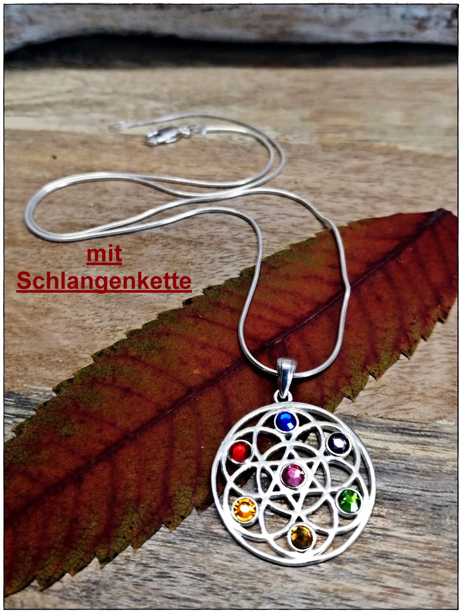 Silberkette mit Chakra-Steinen