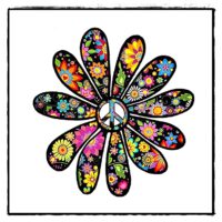 Aufkleber Hippie Flower & Peace