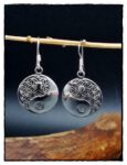 Silber Ohrringe Yin Yang mit Lebensblume