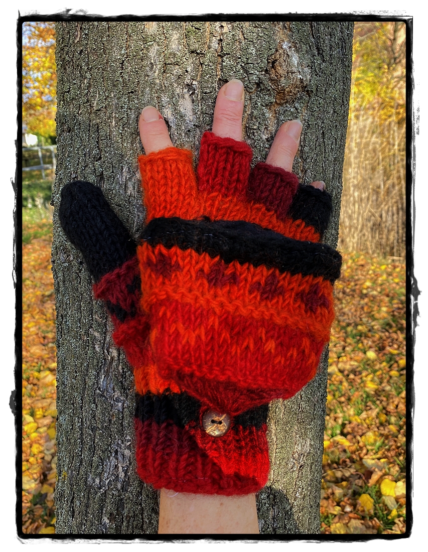 Handschuhe aus Schafswolle mit Fleece, rot