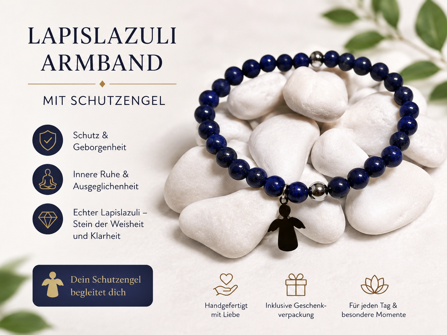 Lapislazuli Armband mit Schutzengel