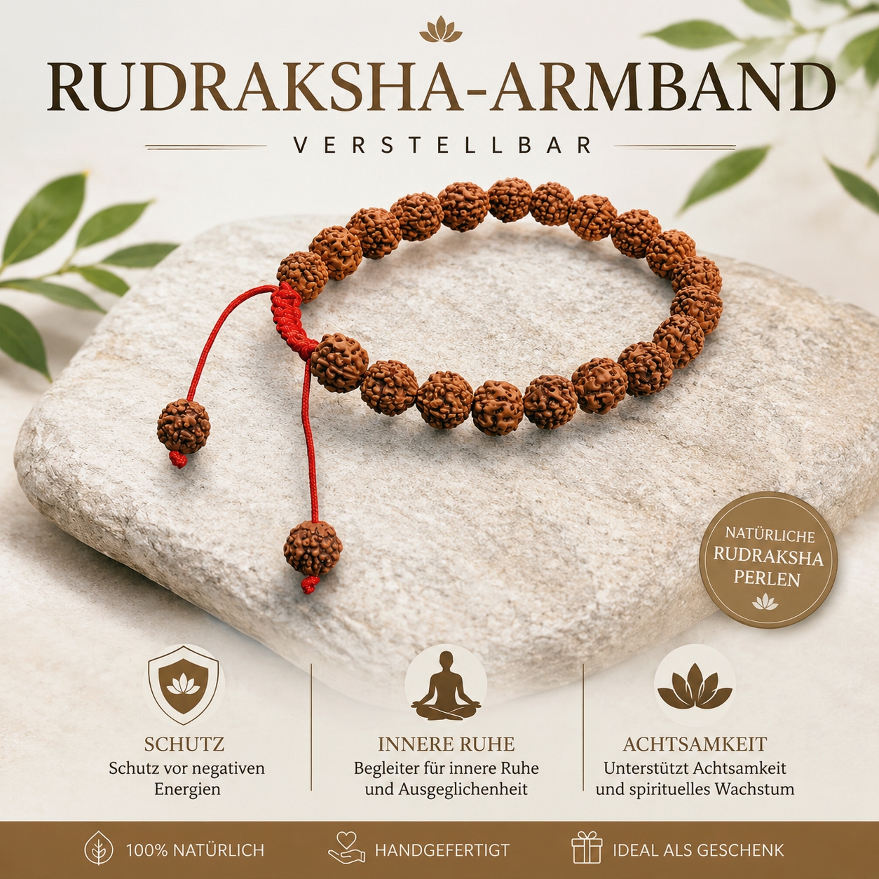 Rudraksha Armband mit Schiebeknoten