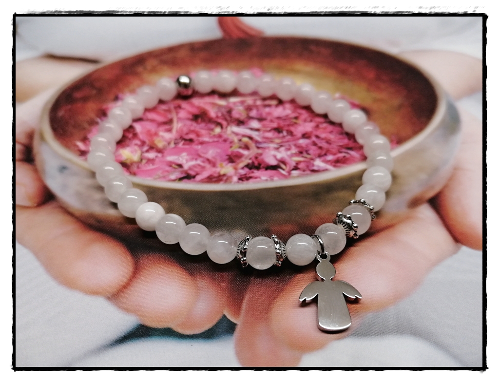 Armband weißer Mondstein mit Engel